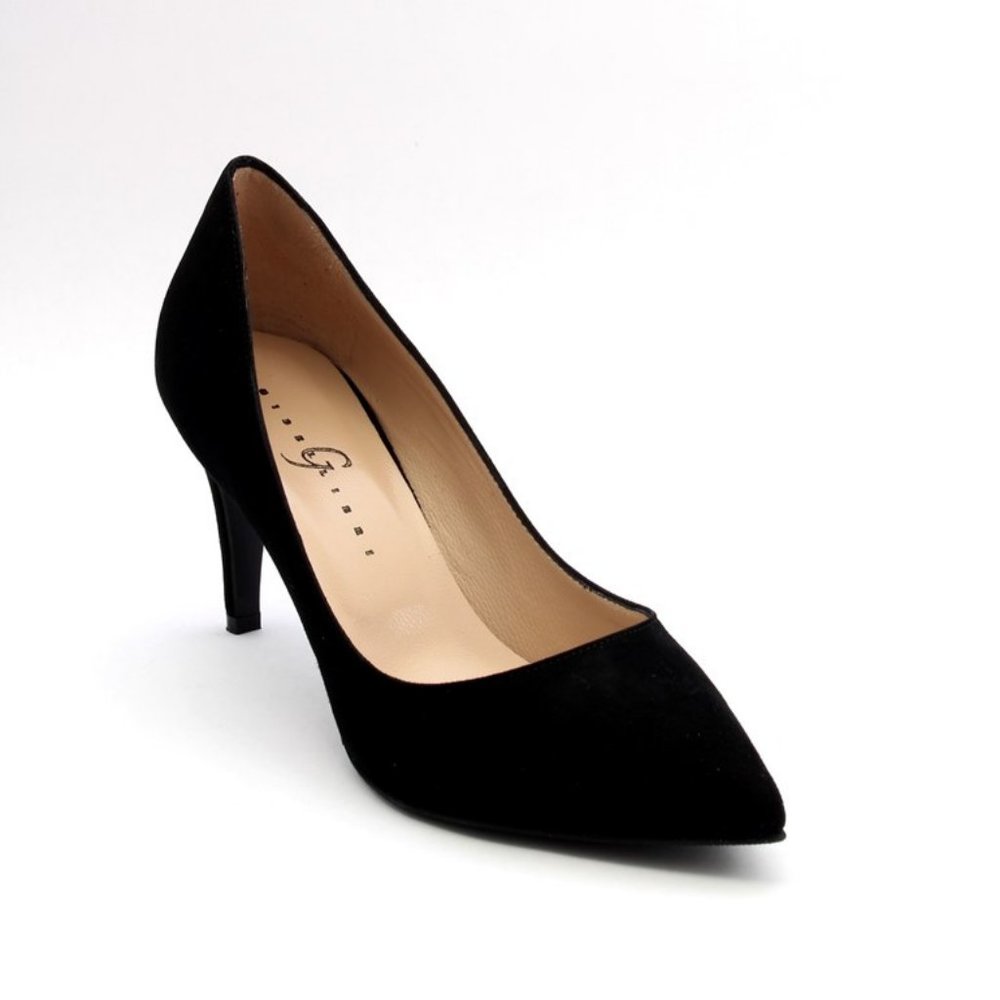 ITALIAN Black Suede Pointy Pumps